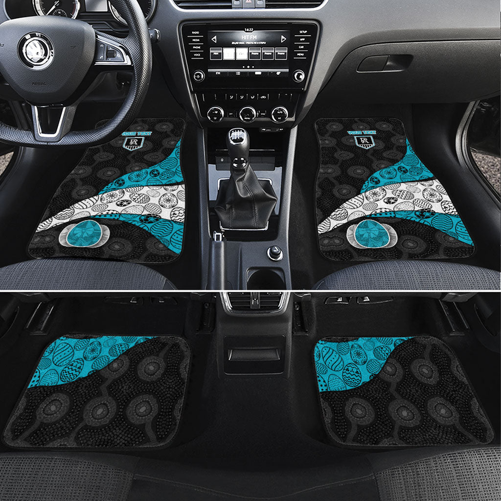 Personalized Power Football Car Mats Easter Egg Pattern Teal Monochrome Tribal Dot Style