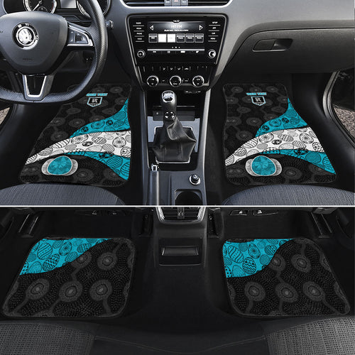 Personalized Power Football Car Mats Easter Egg Pattern Teal Monochrome Tribal Dot Style