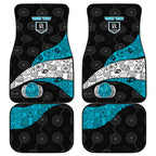 Personalized Power Football Car Mats Easter Egg Pattern Teal Monochrome Tribal Dot Style