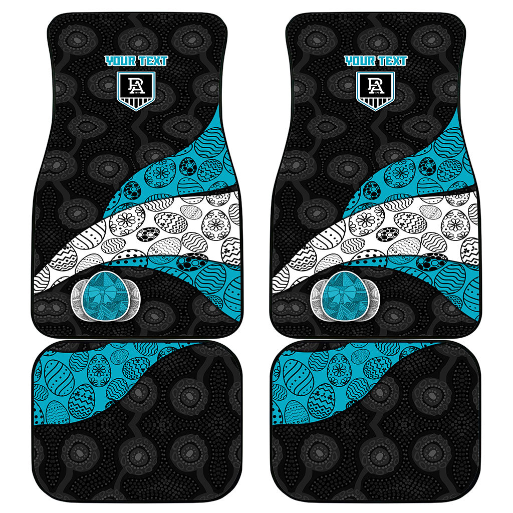 Personalized Power Football Car Mats Easter Egg Pattern Teal Monochrome Tribal Dot Style