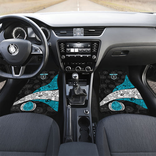 Personalized Power Football Car Mats Easter Egg Pattern Teal Monochrome Tribal Dot Style