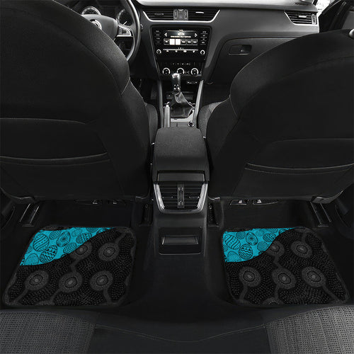 Personalized Power Football Car Mats Easter Egg Pattern Teal Monochrome Tribal Dot Style