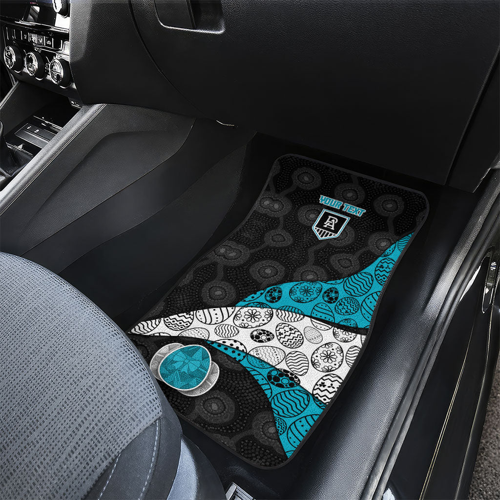 Personalized Power Football Car Mats Easter Egg Pattern Teal Monochrome Tribal Dot Style