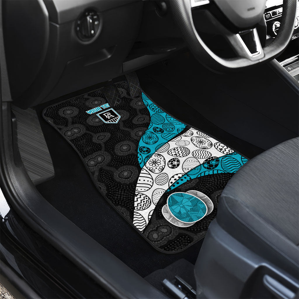 Personalized Power Football Car Mats Easter Egg Pattern Teal Monochrome Tribal Dot Style