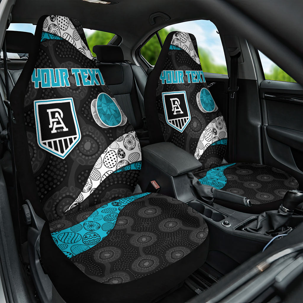 Personalized Power Football Car Seat Cover Easter Egg Pattern Teal Monochrome Tribal Dot Style