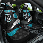 Personalized Power Football Car Seat Cover Easter Egg Pattern Teal Monochrome Tribal Dot Style