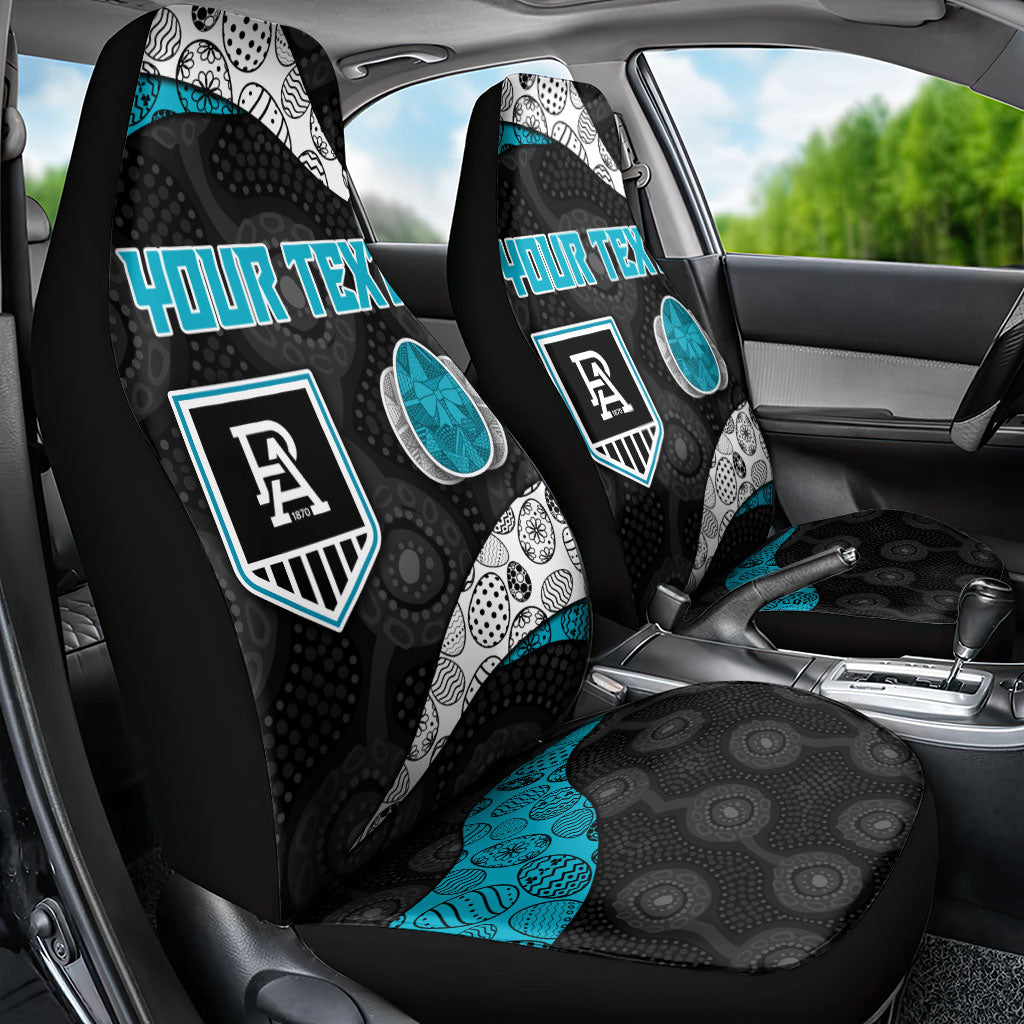Personalized Power Football Car Seat Cover Easter Egg Pattern Teal Monochrome Tribal Dot Style