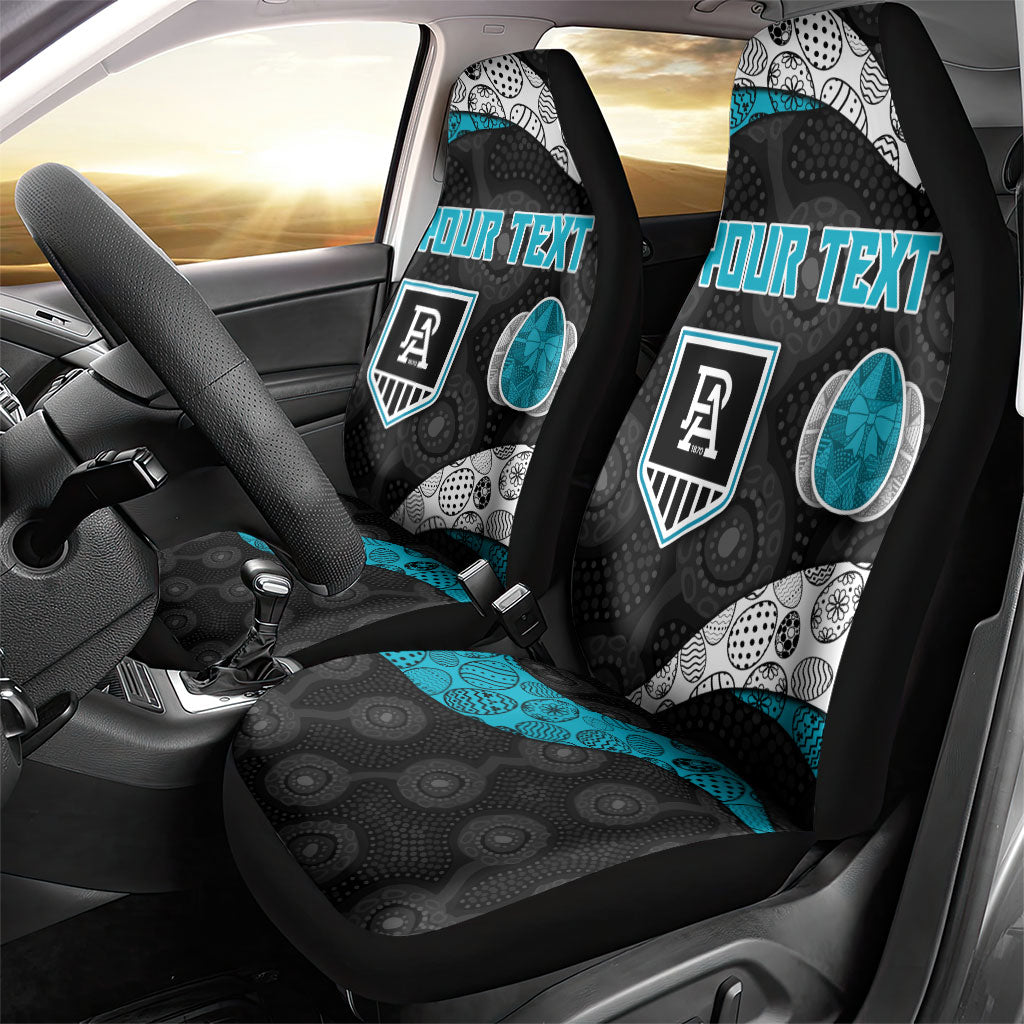 Personalized Power Football Car Seat Cover Easter Egg Pattern Teal Monochrome Tribal Dot Style