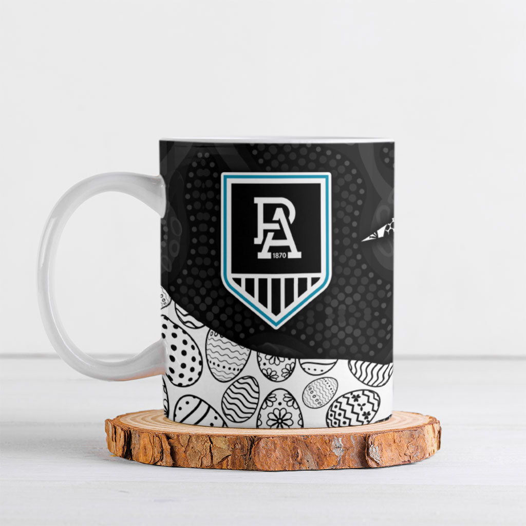 Personalized Power Football Ceramic Mug Easter Egg Pattern Teal Monochrome Tribal Dot Style