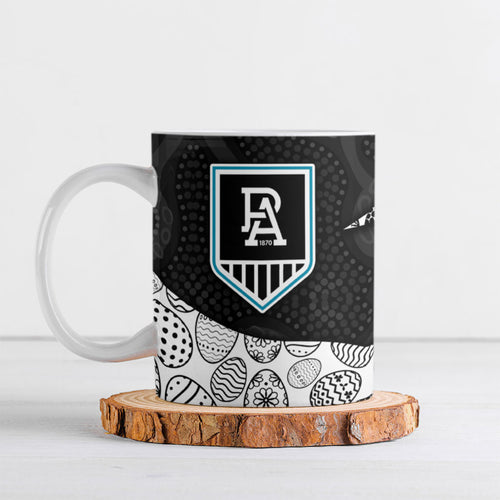 Personalized Power Football Ceramic Mug Easter Egg Pattern Teal Monochrome Tribal Dot Style
