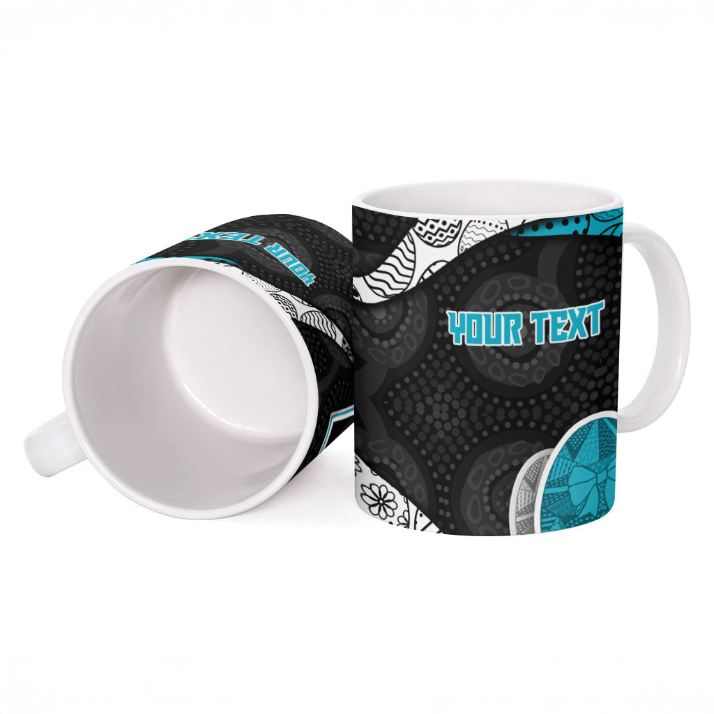 Personalized Power Football Ceramic Mug Easter Egg Pattern Teal Monochrome Tribal Dot Style