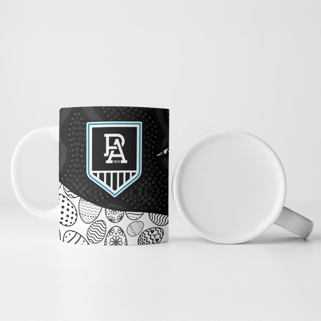 Personalized Power Football Ceramic Mug Easter Egg Pattern Teal Monochrome Tribal Dot Style