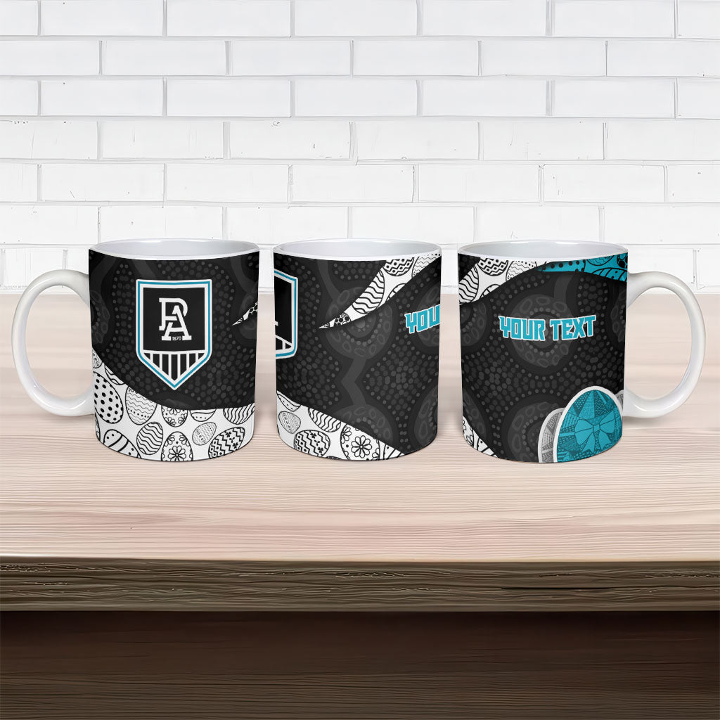 Personalized Power Football Ceramic Mug Easter Egg Pattern Teal Monochrome Tribal Dot Style