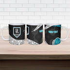 Personalized Power Football Ceramic Mug Easter Egg Pattern Teal Monochrome Tribal Dot Style