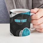 Personalized Power Football Ceramic Mug Easter Egg Pattern Teal Monochrome Tribal Dot Style