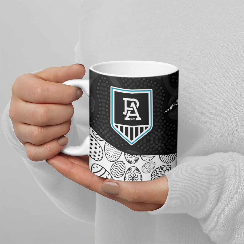 Personalized Power Football Ceramic Mug Easter Egg Pattern Teal Monochrome Tribal Dot Style