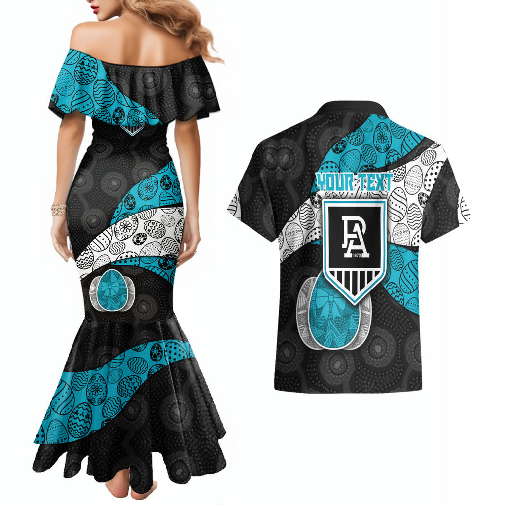 Personalized Power Football Couples Matching Mermaid Dress and Hawaiian Shirt Easter Egg Pattern Teal Monochrome Tribal Dot Style