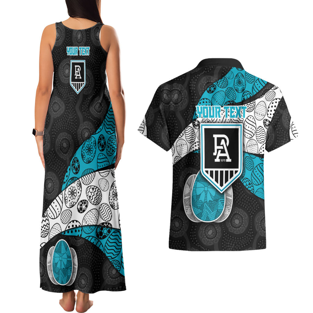 Personalized Power Football Couples Matching Tank Maxi Dress and Hawaiian Shirt Easter Egg Pattern Teal Monochrome Tribal Dot Style