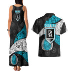 Personalized Power Football Couples Matching Tank Maxi Dress and Hawaiian Shirt Easter Egg Pattern Teal Monochrome Tribal Dot Style