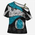 Personalized Power Football Cross Shoulder Shirt Easter Egg Pattern Teal Monochrome Tribal Dot Style