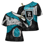 Personalized Power Football Cross Shoulder Shirt Easter Egg Pattern Teal Monochrome Tribal Dot Style