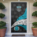 Personalized Power Football Door Cover Easter Egg Pattern Teal Monochrome Tribal Dot Style