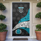 Personalized Power Football Door Cover Easter Egg Pattern Teal Monochrome Tribal Dot Style