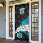 Personalized Power Football Door Cover Easter Egg Pattern Teal Monochrome Tribal Dot Style