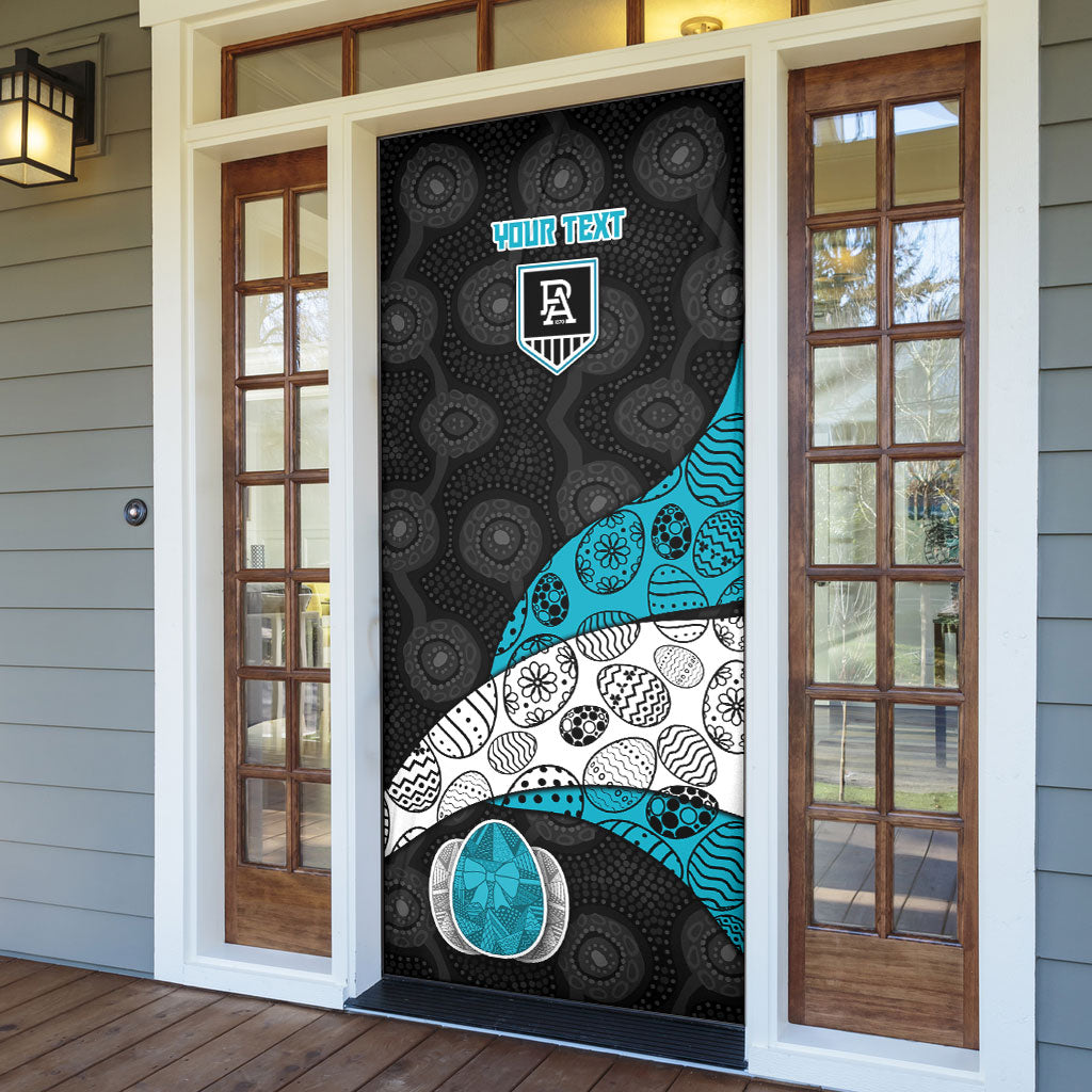 Personalized Power Football Door Cover Easter Egg Pattern Teal Monochrome Tribal Dot Style