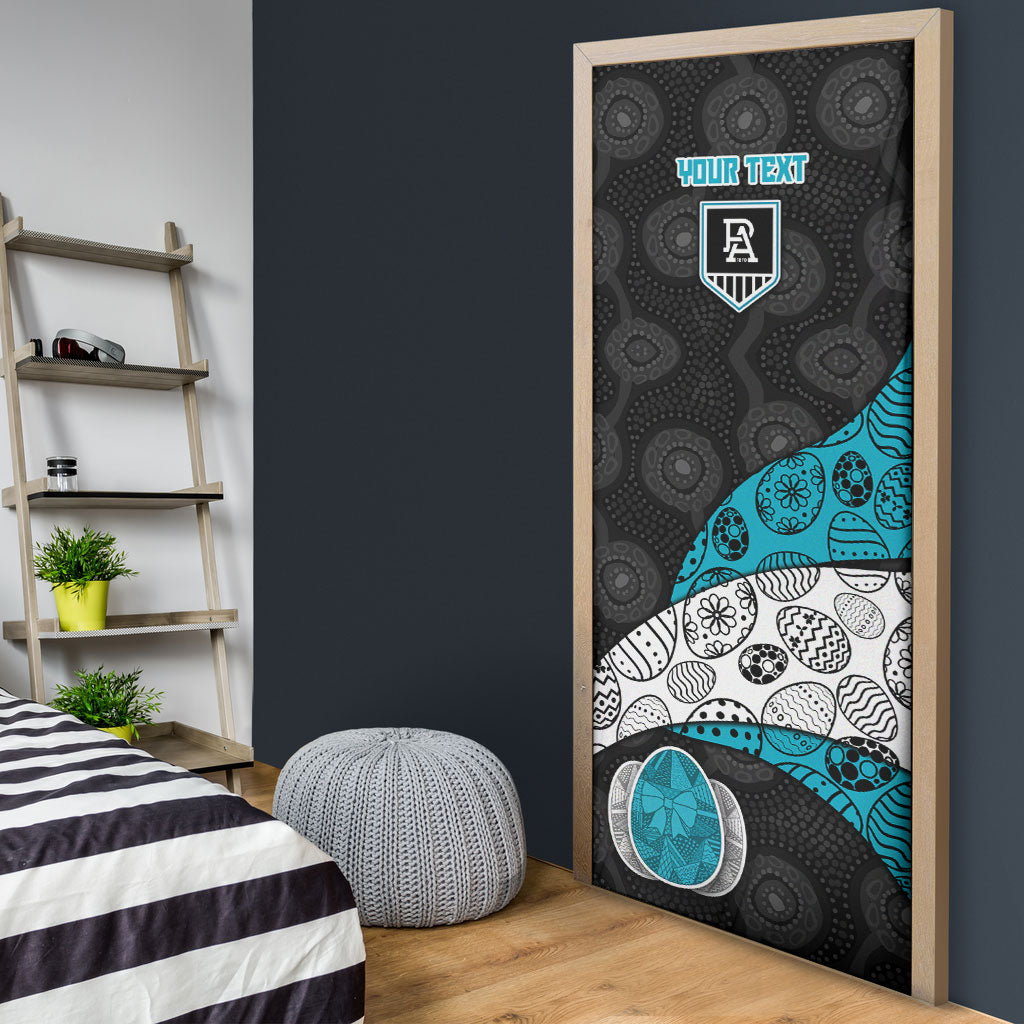Personalized Power Football Door Cover Easter Egg Pattern Teal Monochrome Tribal Dot Style