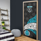 Personalized Power Football Door Cover Easter Egg Pattern Teal Monochrome Tribal Dot Style