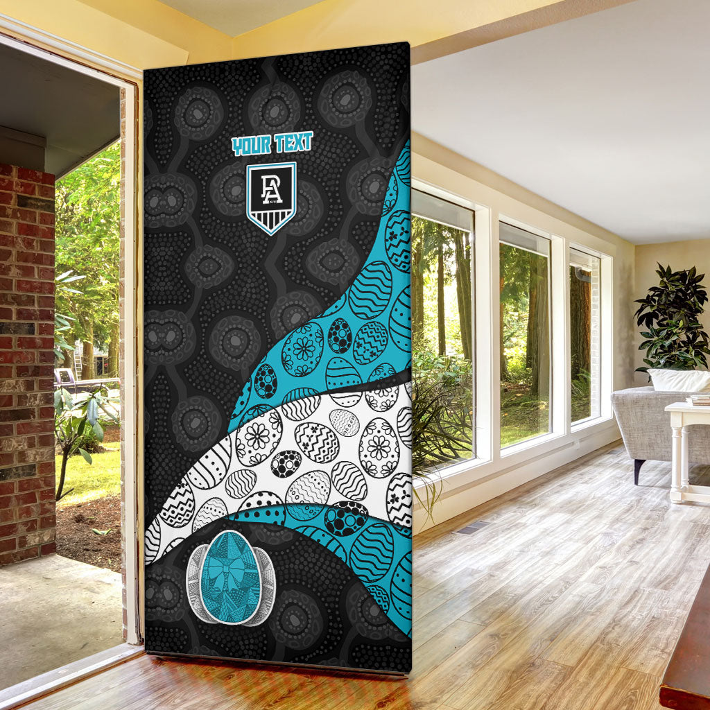 Personalized Power Football Door Cover Easter Egg Pattern Teal Monochrome Tribal Dot Style