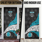Personalized Power Football Door Cover Easter Egg Pattern Teal Monochrome Tribal Dot Style