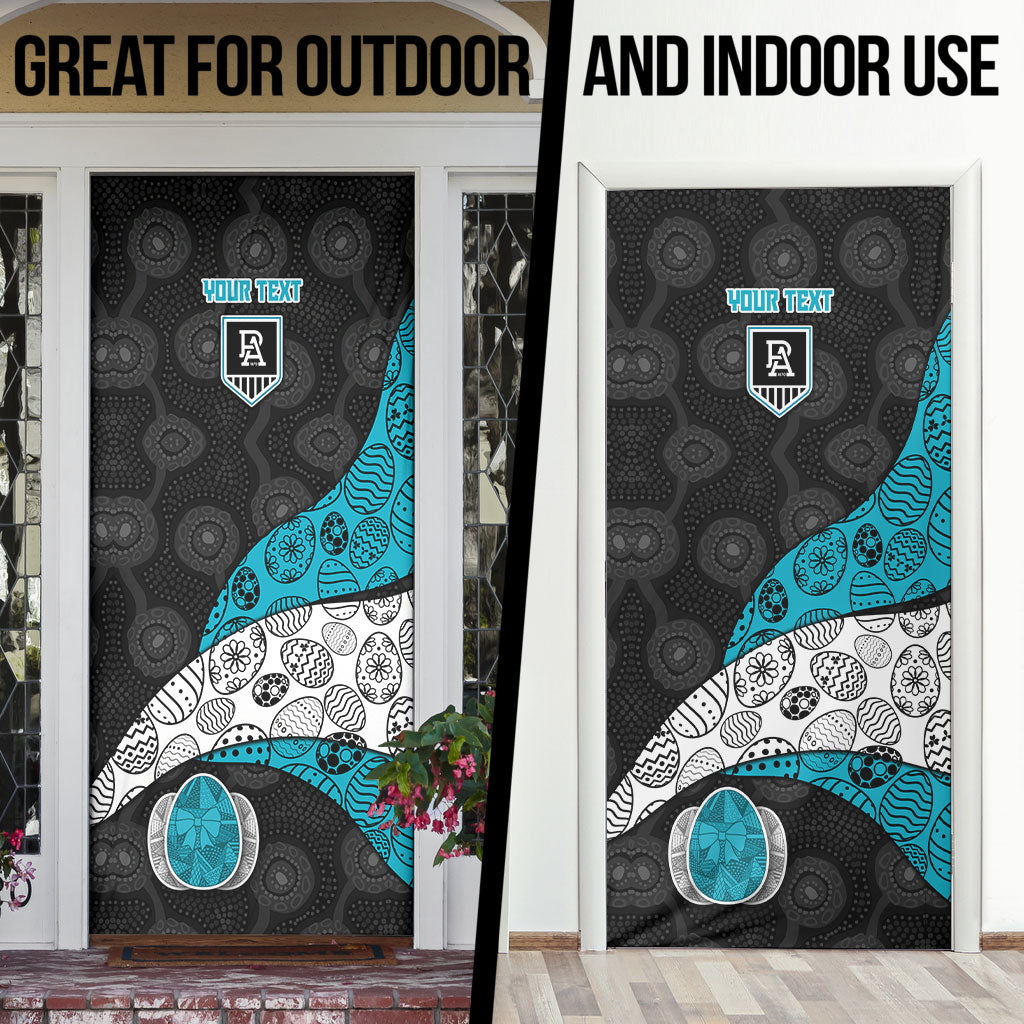 Personalized Power Football Door Cover Easter Egg Pattern Teal Monochrome Tribal Dot Style