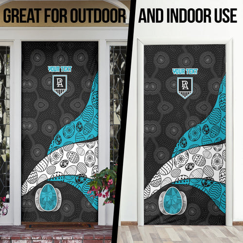 Personalized Power Football Door Cover Easter Egg Pattern Teal Monochrome Tribal Dot Style