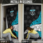 Personalized Power Football Door Cover Easter Egg Pattern Teal Monochrome Tribal Dot Style