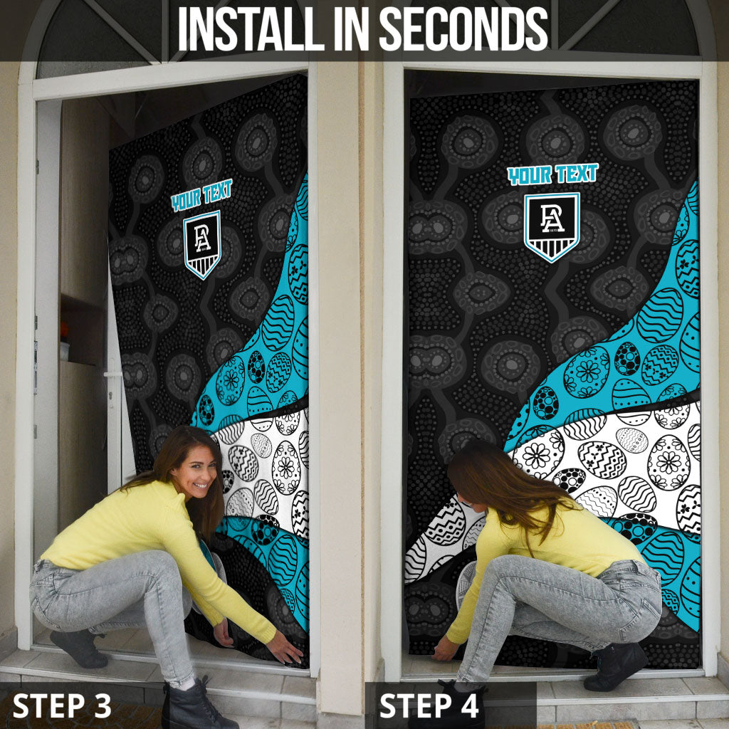 Personalized Power Football Door Cover Easter Egg Pattern Teal Monochrome Tribal Dot Style