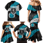 Personalized Power Football Family Matching Mermaid Dress and Hawaiian Shirt Easter Egg Pattern Teal Monochrome Tribal Dot Style