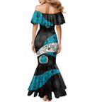 Personalized Power Football Family Matching Mermaid Dress and Hawaiian Shirt Easter Egg Pattern Teal Monochrome Tribal Dot Style