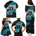 Personalized Power Football Family Matching Puletasi and Hawaiian Shirt Easter Egg Pattern Teal Monochrome Tribal Dot Style