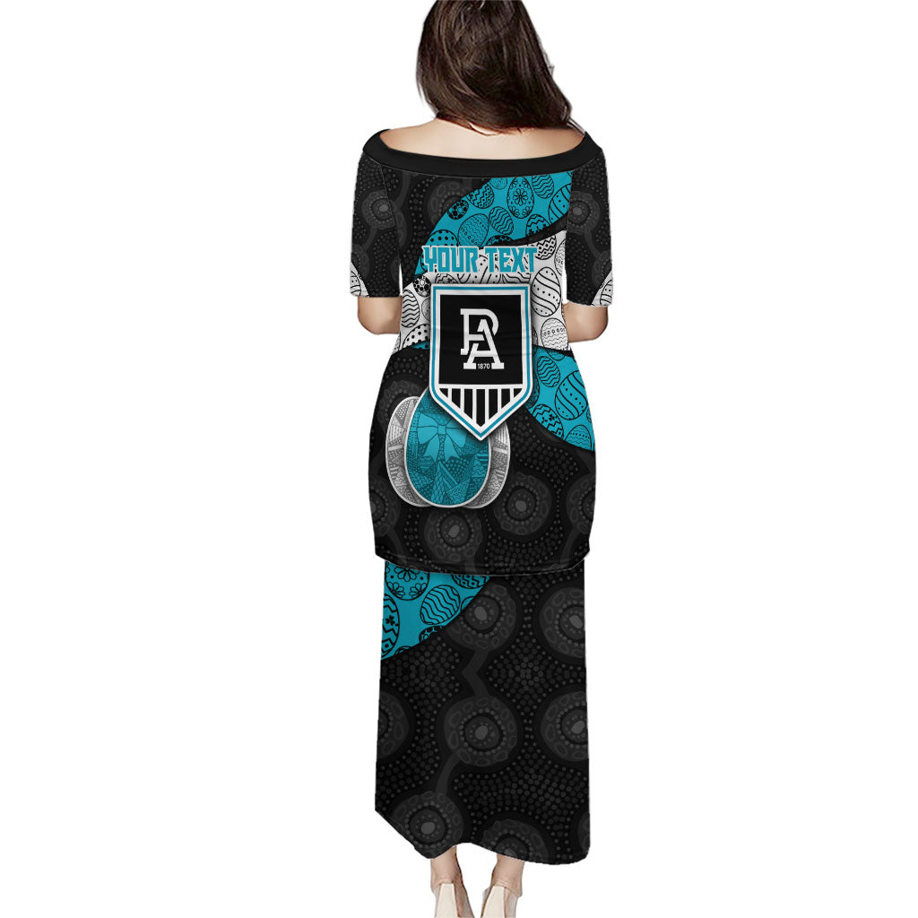 Personalized Power Football Family Matching Puletasi and Hawaiian Shirt Easter Egg Pattern Teal Monochrome Tribal Dot Style