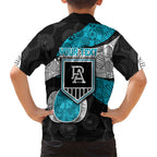 Personalized Power Football Family Matching Short Sleeve Bodycon Dress and Hawaiian Shirt Easter Egg Pattern Teal Monochrome Tribal Dot Style