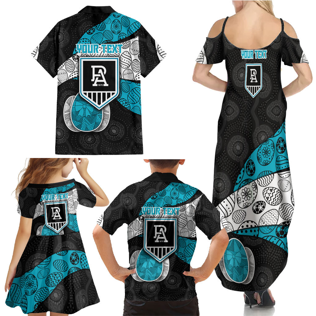 Personalized Power Football Family Matching Summer Maxi Dress and Hawaiian Shirt Easter Egg Pattern Teal Monochrome Tribal Dot Style