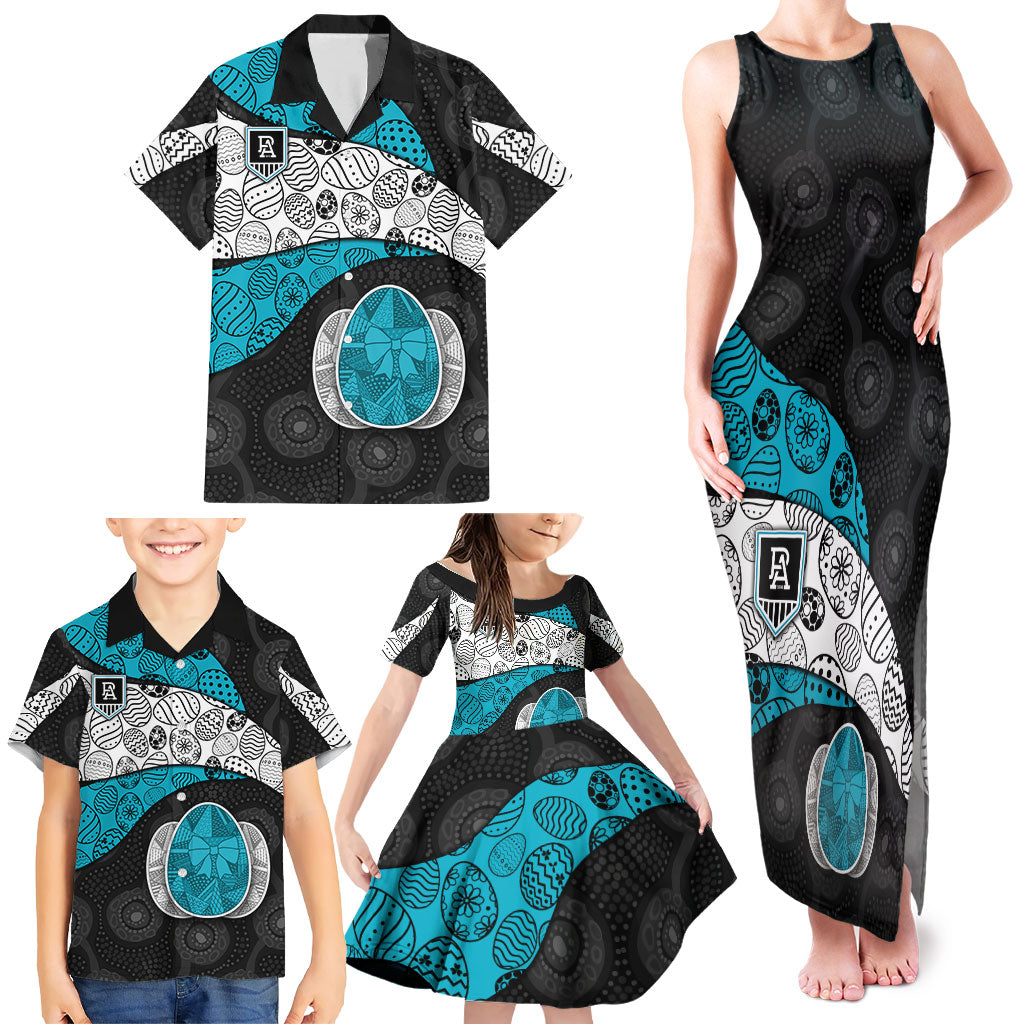 Personalized Power Football Family Matching Tank Maxi Dress and Hawaiian Shirt Easter Egg Pattern Teal Monochrome Tribal Dot Style