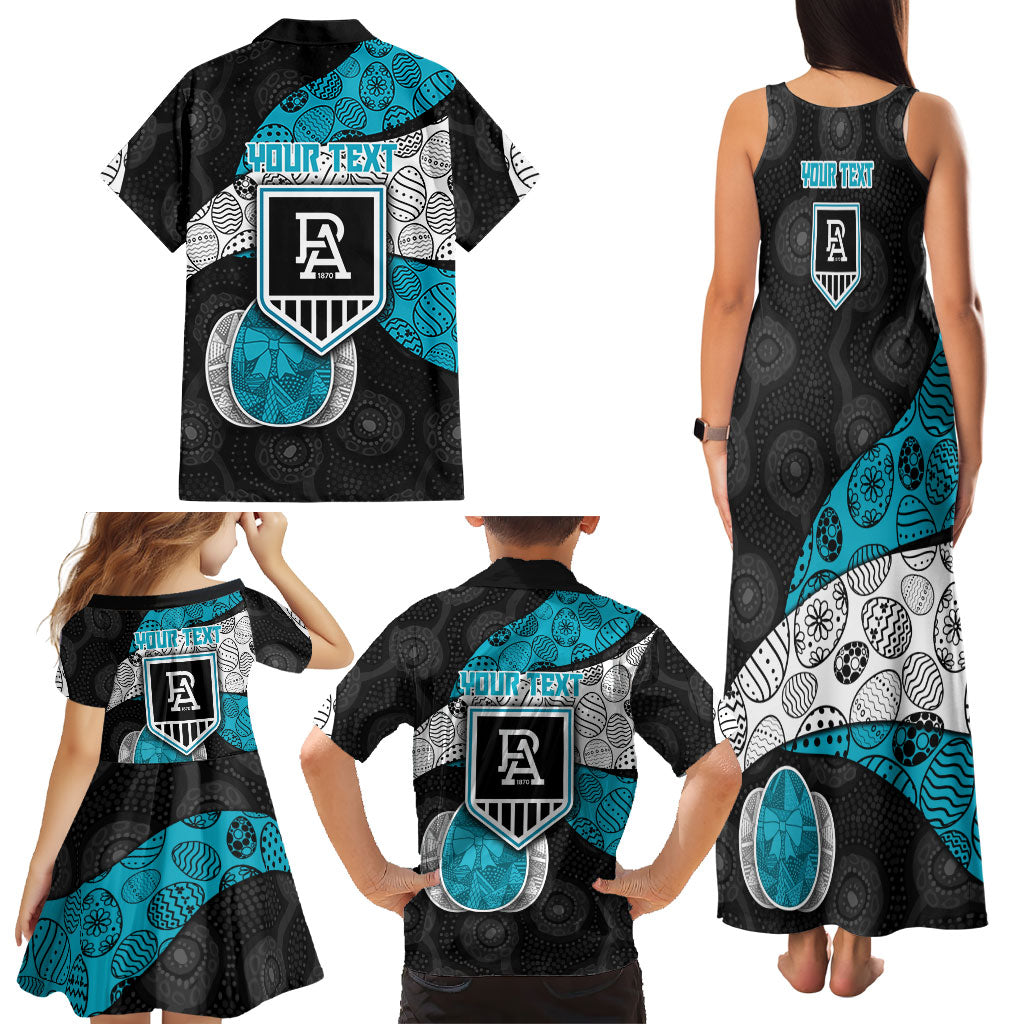 Personalized Power Football Family Matching Tank Maxi Dress and Hawaiian Shirt Easter Egg Pattern Teal Monochrome Tribal Dot Style