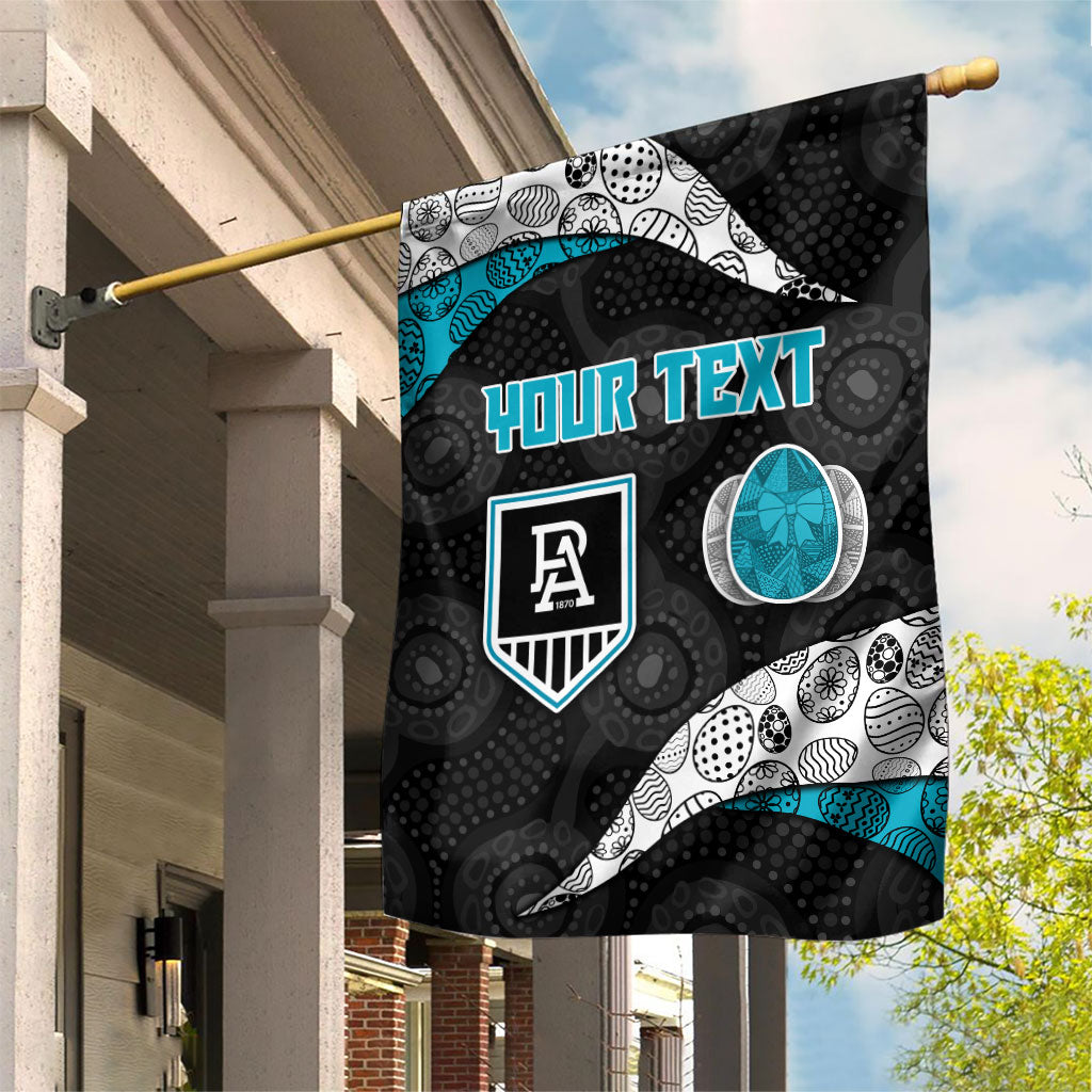 Personalized Power Football Garden Flag Easter Egg Pattern Teal Monochrome Tribal Dot Style