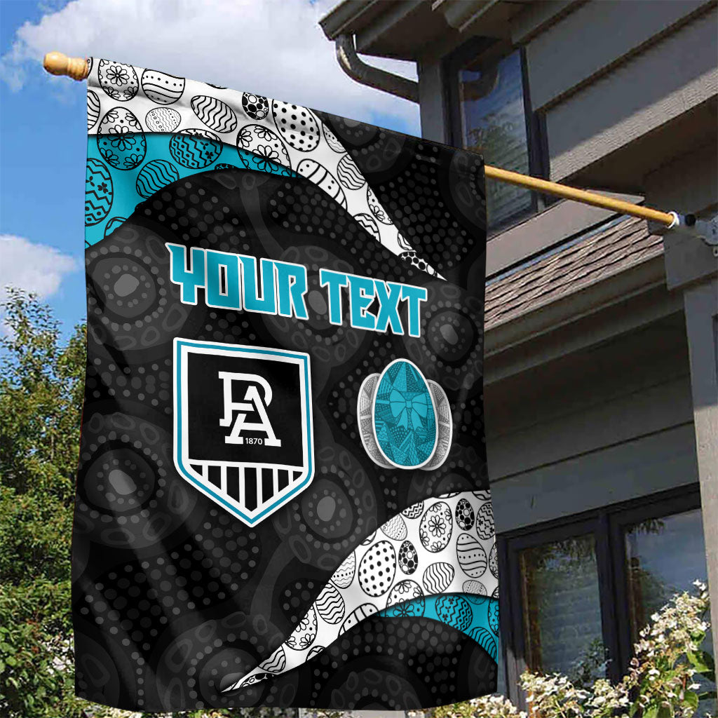 Personalized Power Football Garden Flag Easter Egg Pattern Teal Monochrome Tribal Dot Style