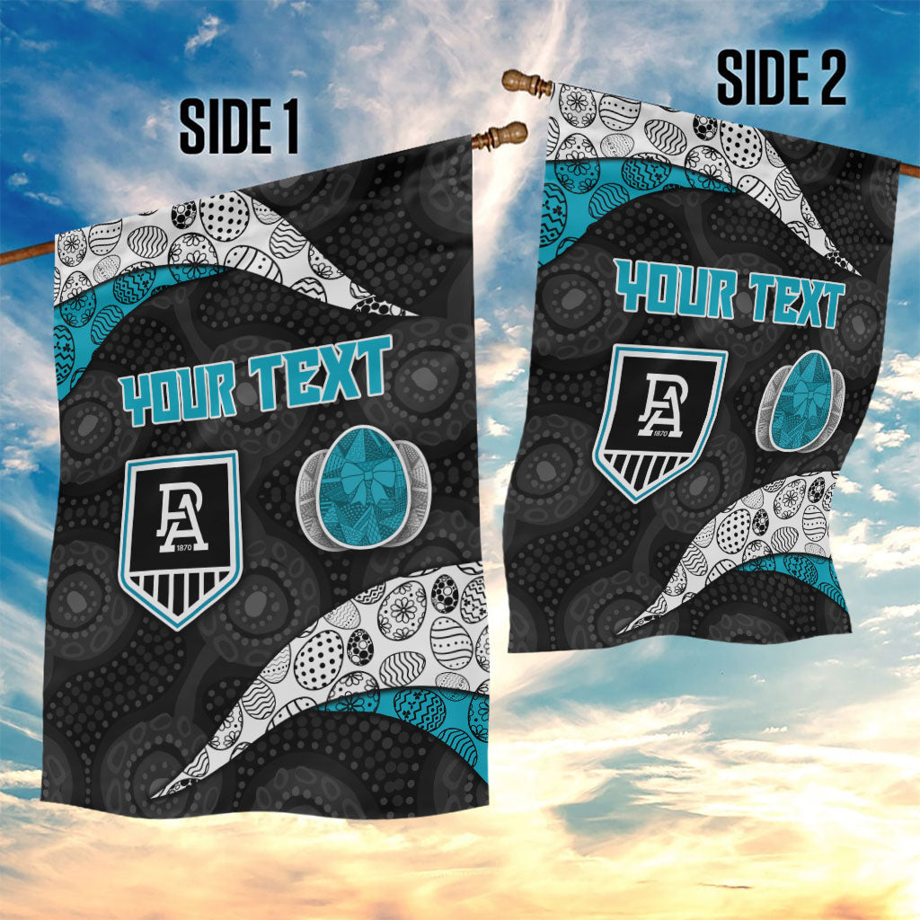 Personalized Power Football Garden Flag Easter Egg Pattern Teal Monochrome Tribal Dot Style