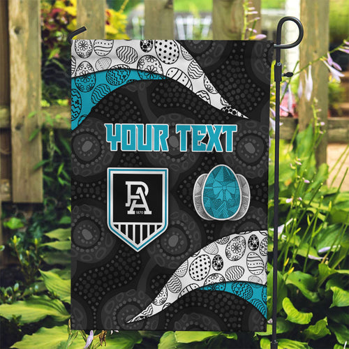 Personalized Power Football Garden Flag Easter Egg Pattern Teal Monochrome Tribal Dot Style