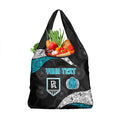 Personalized Power Football Grocery Bag Easter Egg Pattern Teal Monochrome Tribal Dot Style
